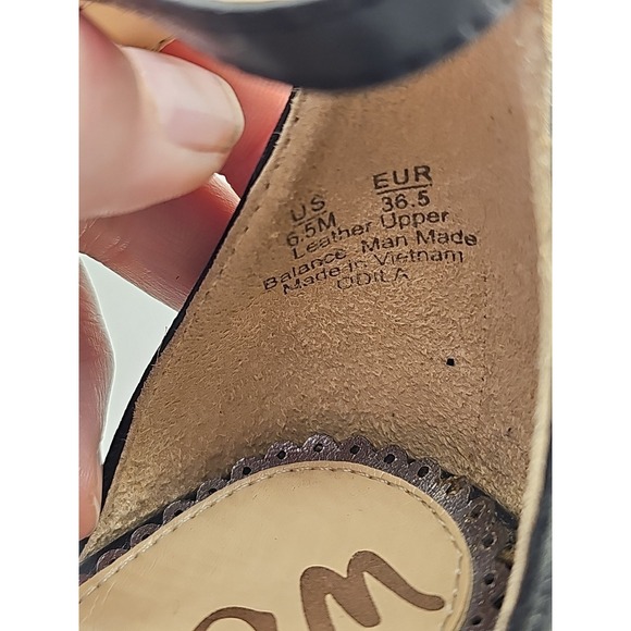 Sam Edelman Odila Block Heel Scalloped Sandals Black Suede US 6.5M - Picture 5 of 7